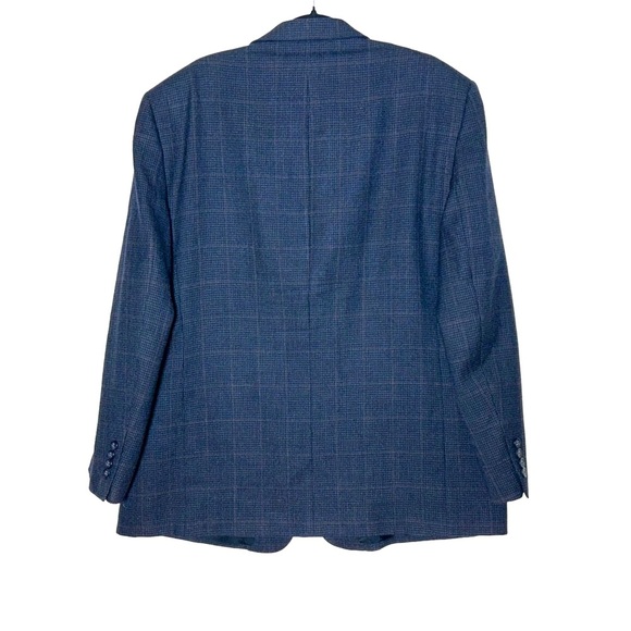 Pronto Uomo Lambswool 2-Button Windowpane Navy Plaid Sport Coat Blazer, Size 46R - Picture 2 of 13